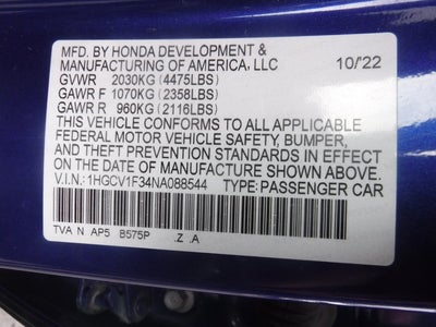 2022 Honda Accord Sedan Sport