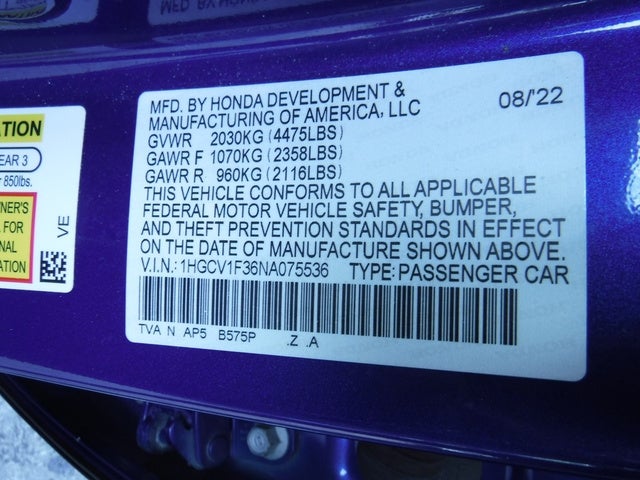 2022 Honda Accord Sedan Sport