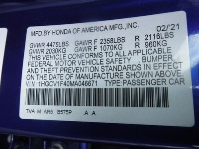 2021 Honda Accord Sedan Sport Special Edition