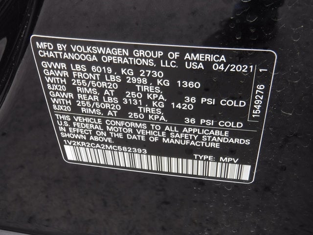 2021 Volkswagen Atlas V6 SE 4Motion