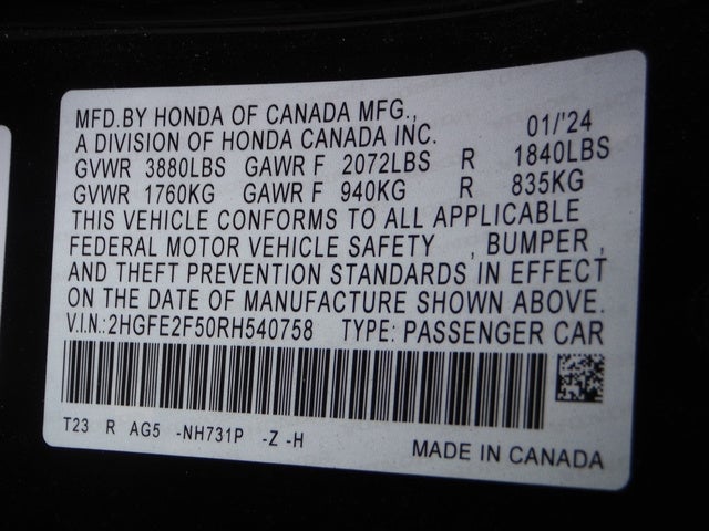 2024 Honda Civic Sedan Sport