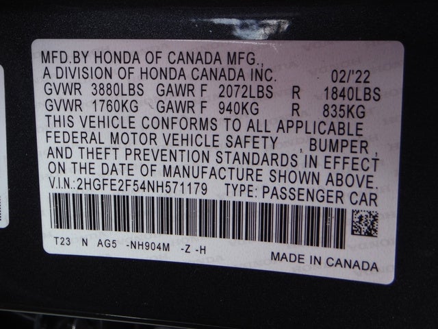 2022 Honda Civic Sedan Sport
