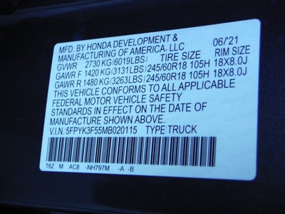 2021 Honda Ridgeline RTL