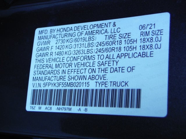 2021 Honda Ridgeline RTL