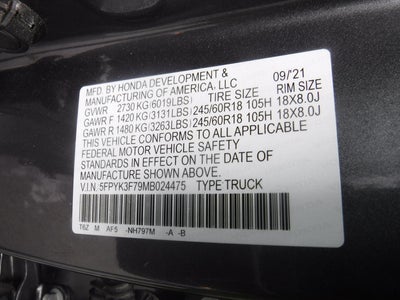 2021 Honda Ridgeline RTL-E